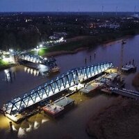 German railway engineers float in 1,800t rotating part logo 