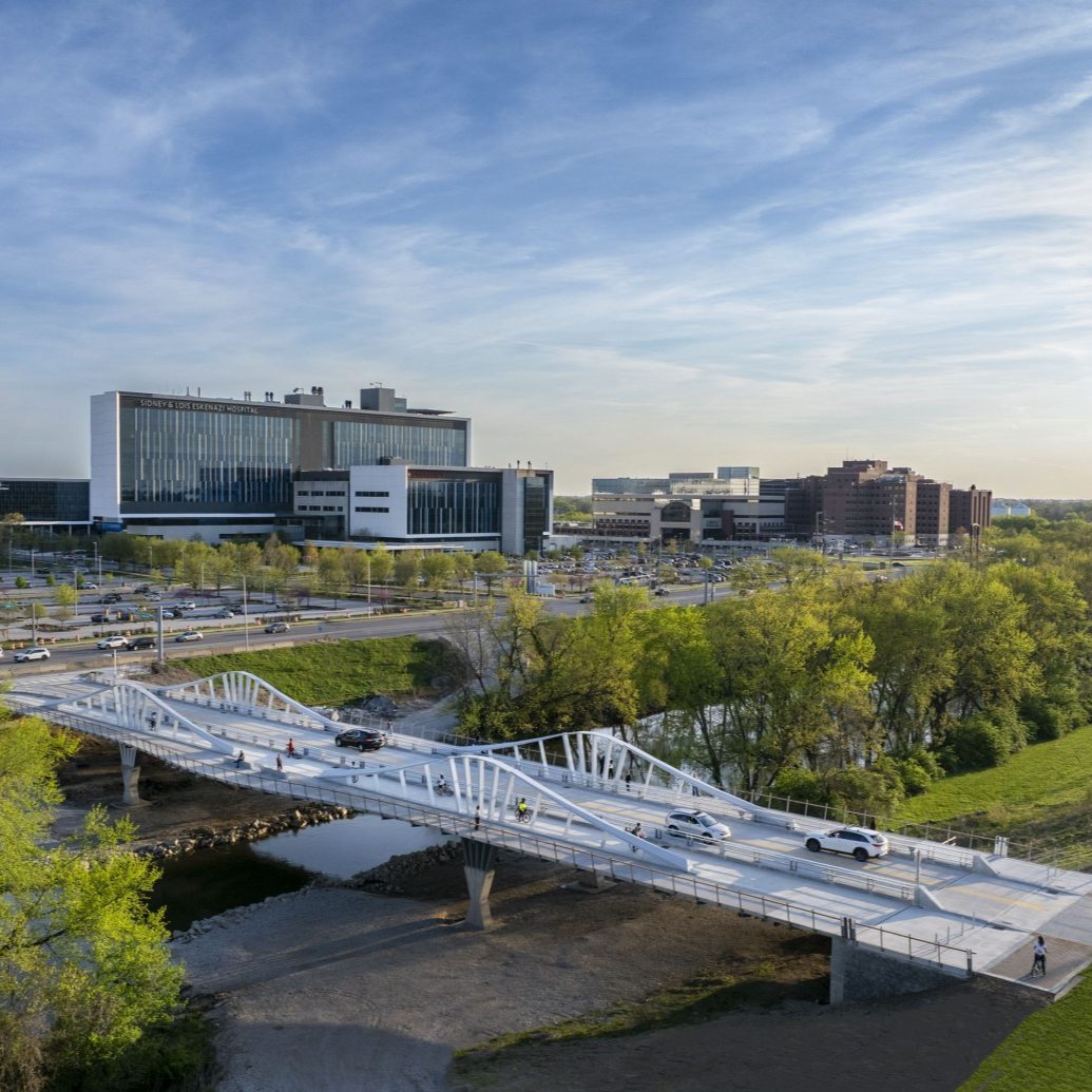 Science park steel-plate bridge is a USA first logo 
